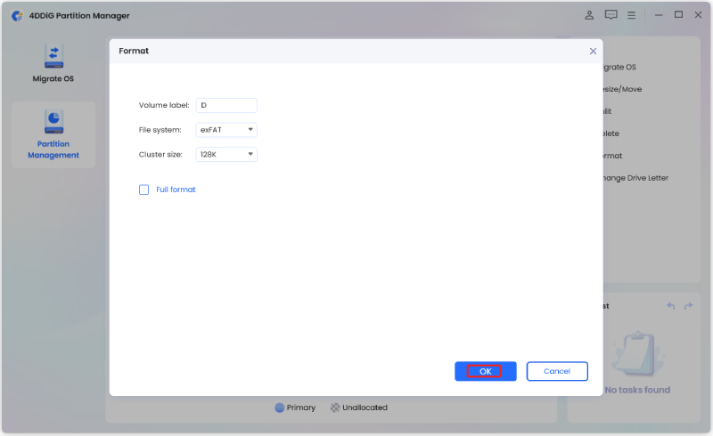verify info of selected drive