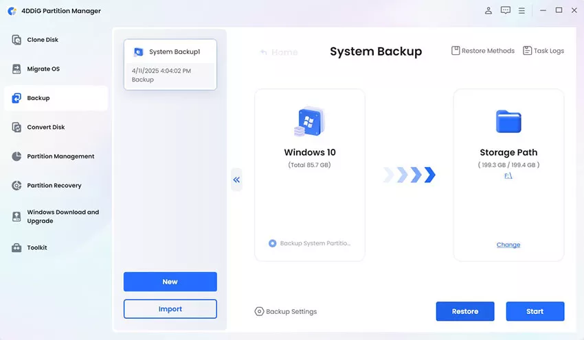 click restore