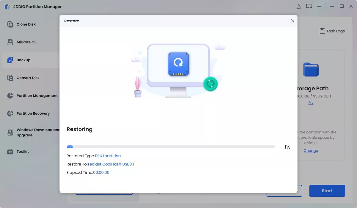 restore from partition backup