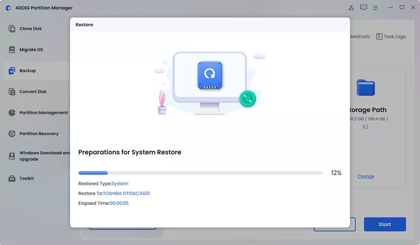 restore from system backup