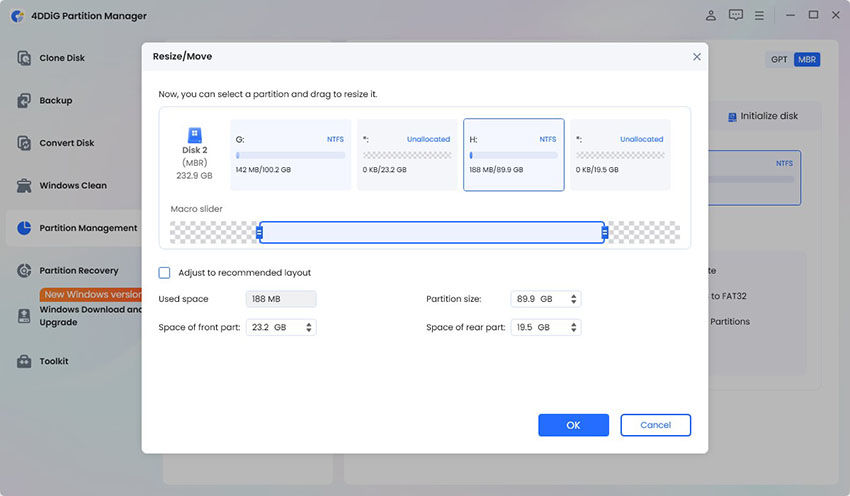 set partition size