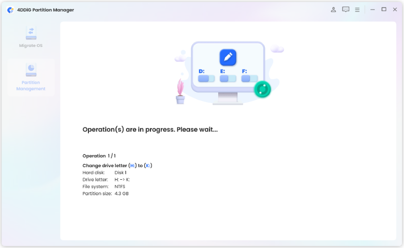 start changing the drive letter to a new one