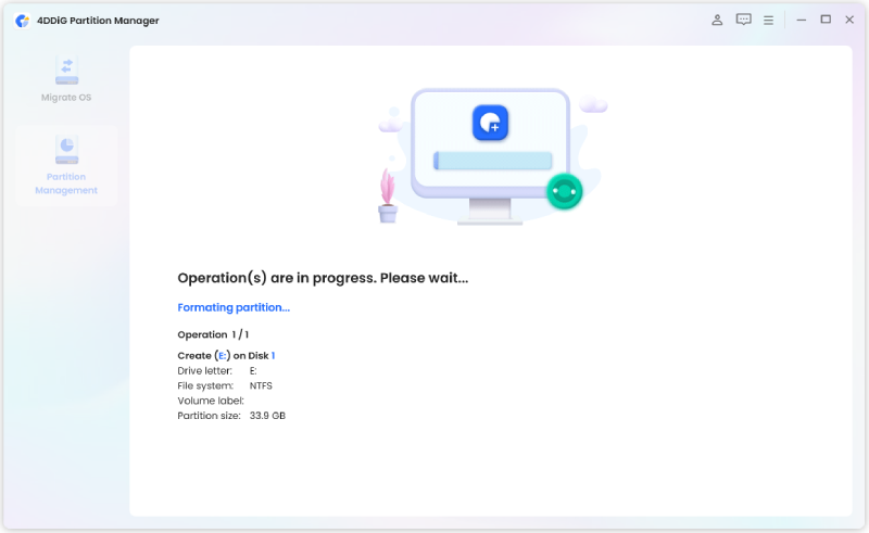 start creating a new partition