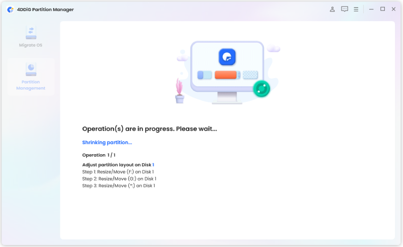 start shrinking the partition