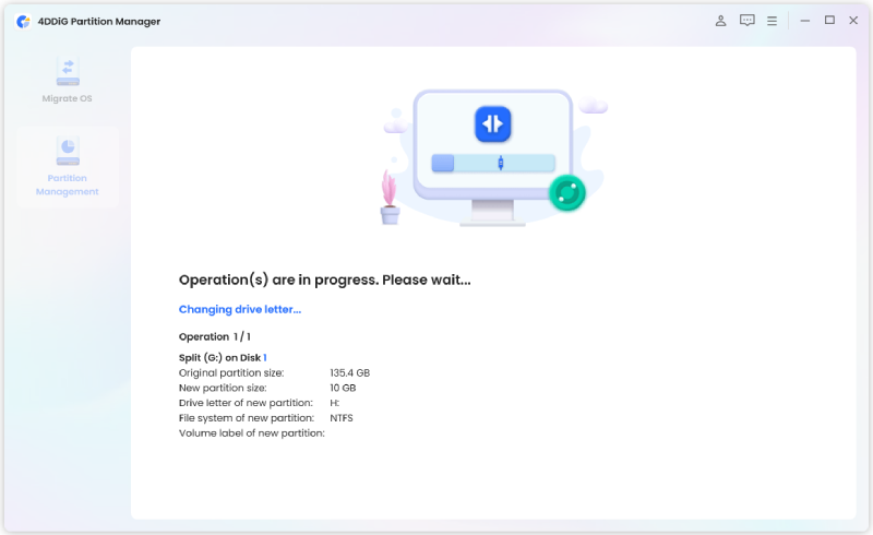 start splitting the partition