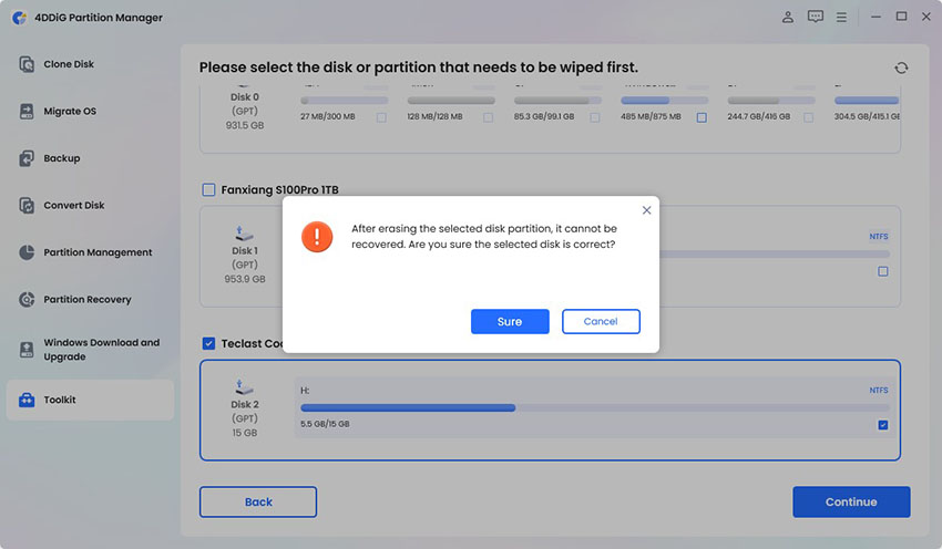 disk wipe out data using 4DDiG Partition Manager