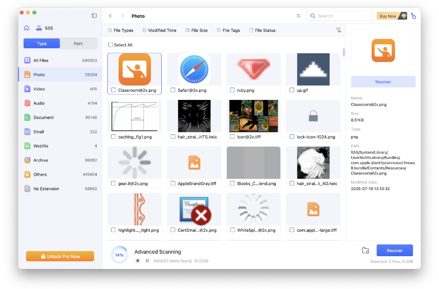 recover backup file