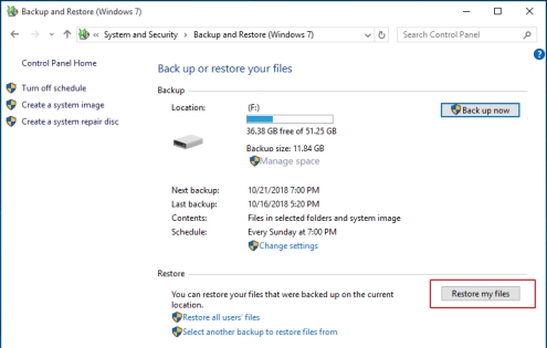 restore my files