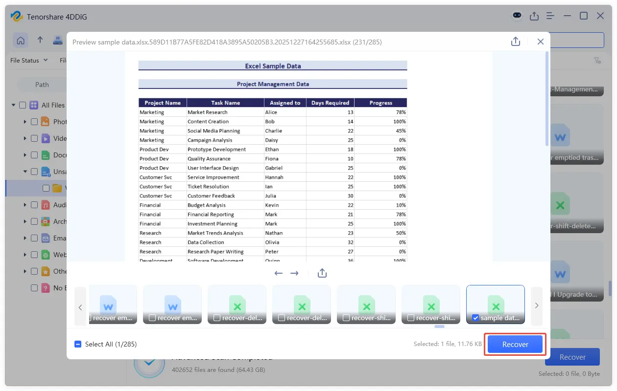 4DDiG save recovered files to another drive