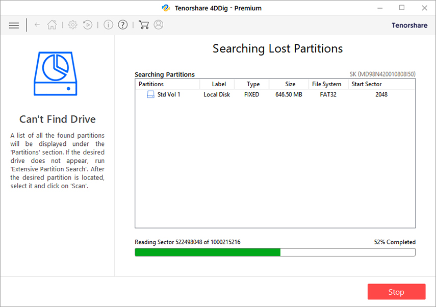 Suche nach verlorener Partition