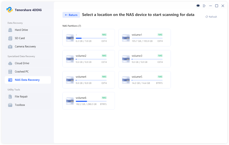 select a location on nas