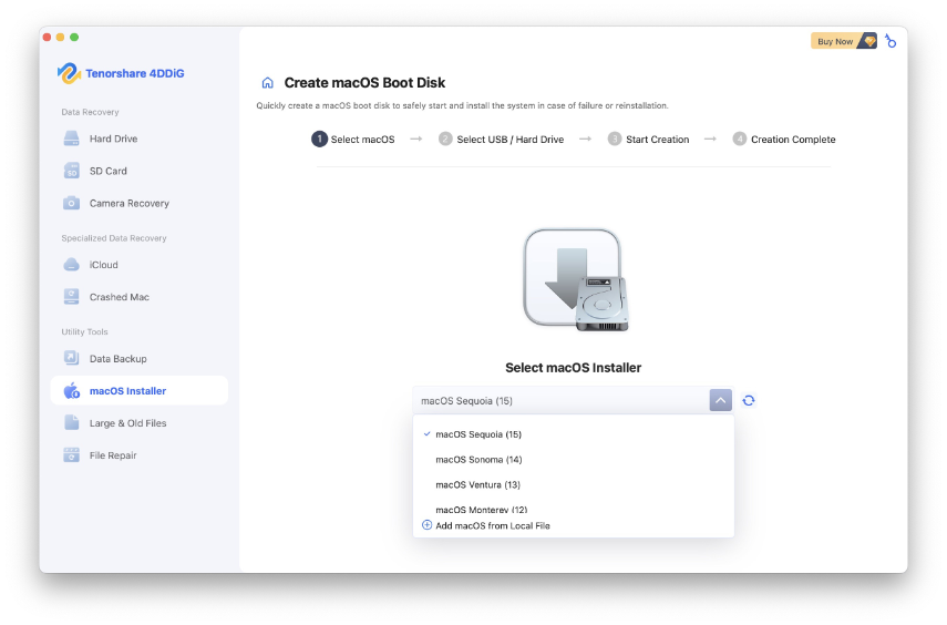 select macOS version