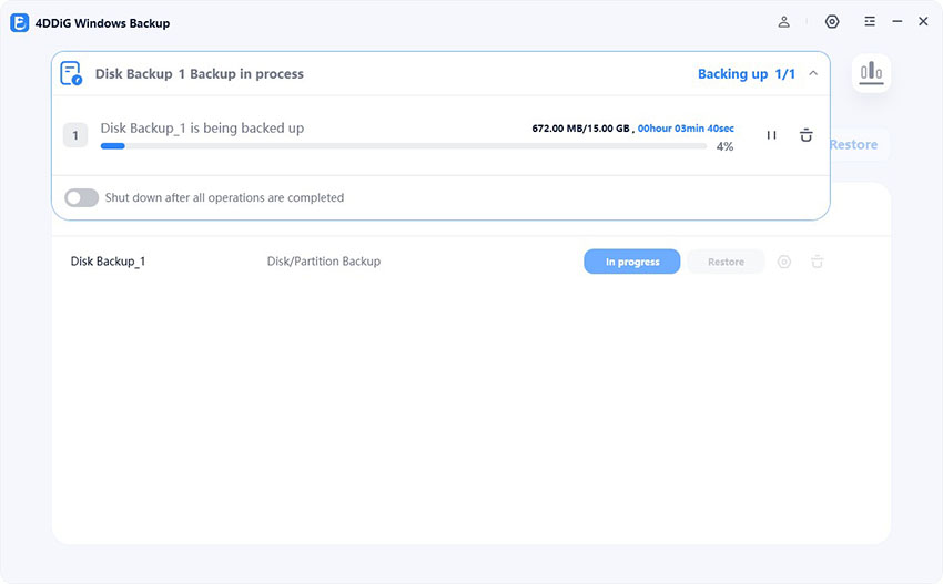 shut down after backup