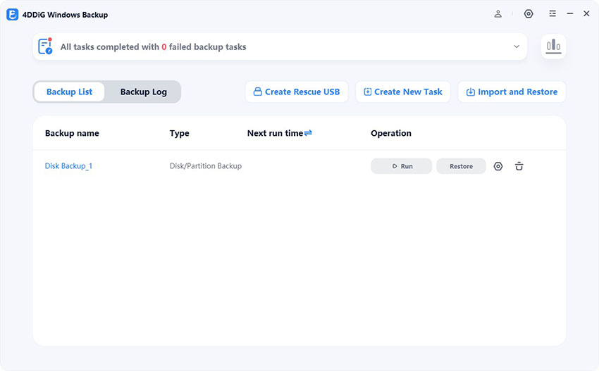 backup disk successfully