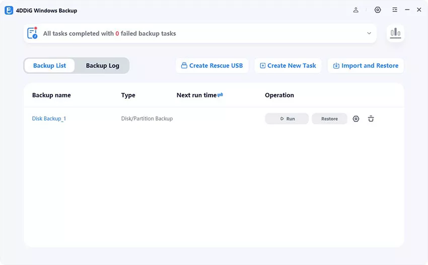 backup disk successfully