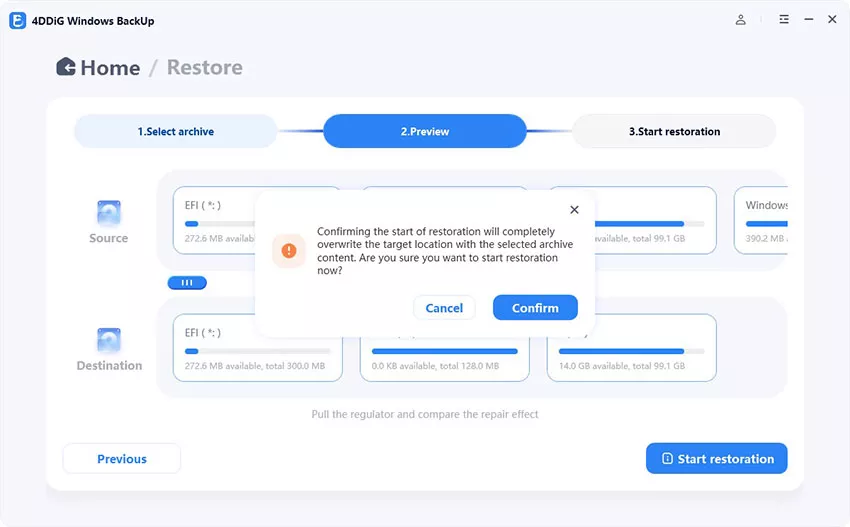 confirm to restore