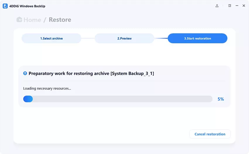 preparing for system restore