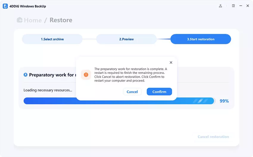 restart to restore system