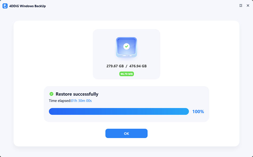 restore windows successfully