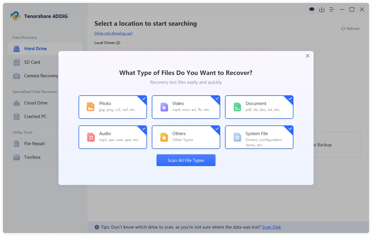 choose what files to recover