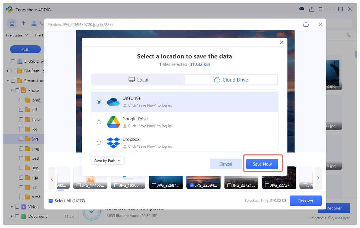 click save now button