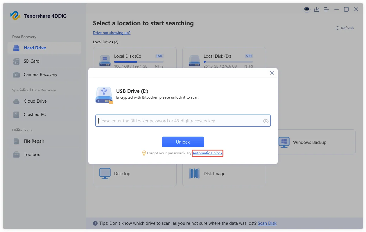 click automatic unlock option