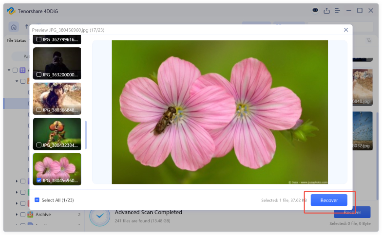 start recovering the lost data