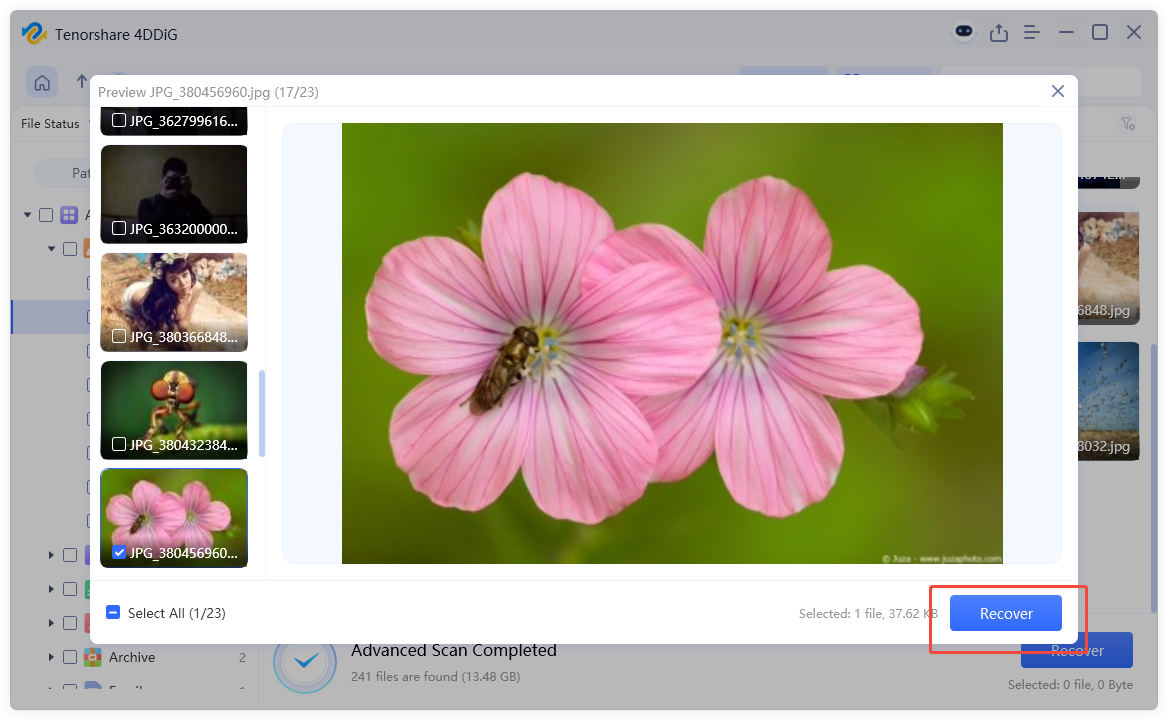 start recovering the lost data