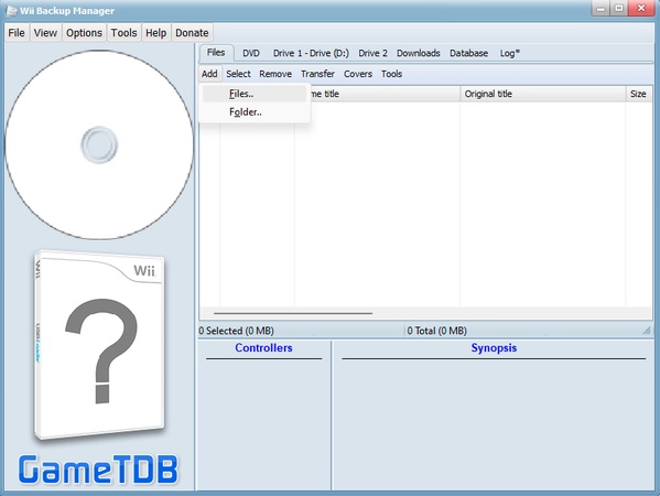 add rvz game file to wii backup manager