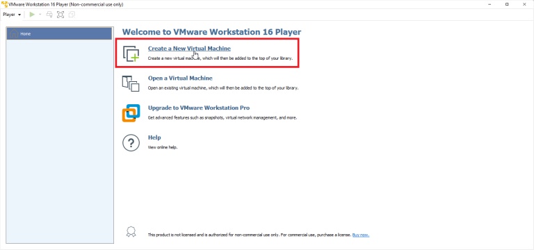 click create a new virtual machine