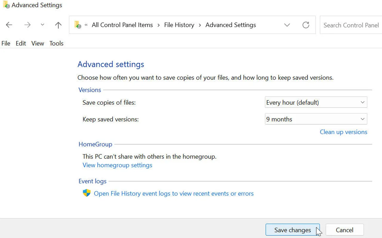 mantener la versión guardada de los archivos