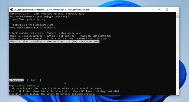 partition size