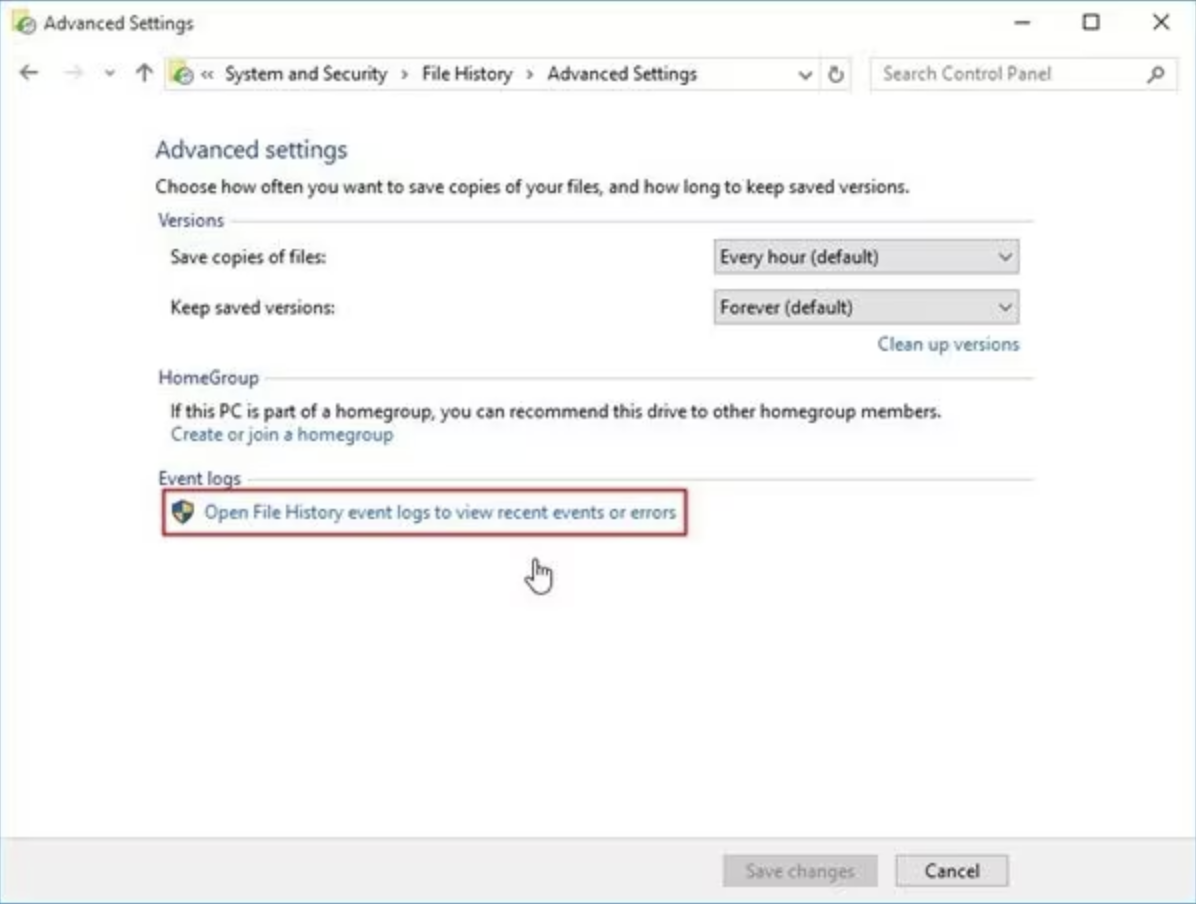 errores recientes en el visor de eventos