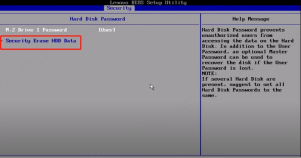 security erase hdd data bios