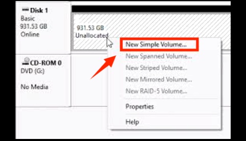 select new simple volume