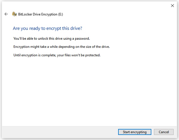 start encrypting external hard drive