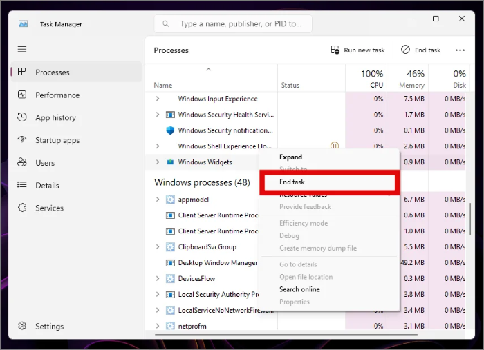 Hintergrundprozesse im Task-Manager beenden, um externe Festplatte auszuwerfen