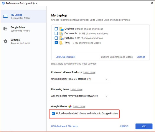 stop google photos backup mac