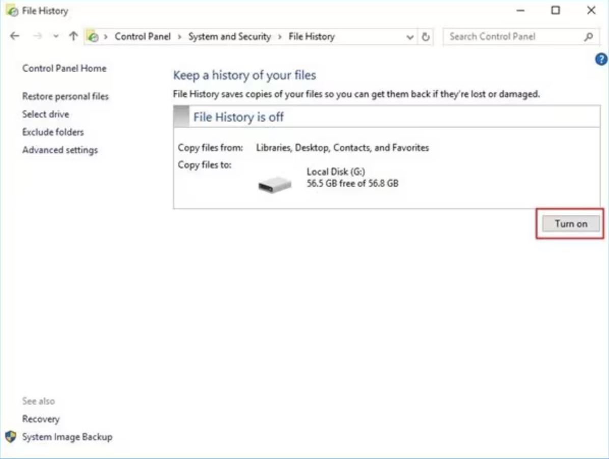 desactivar el historial de archivos