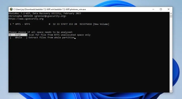 unallocated ntfs
