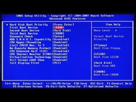 checking hard drive in BIOS settings
