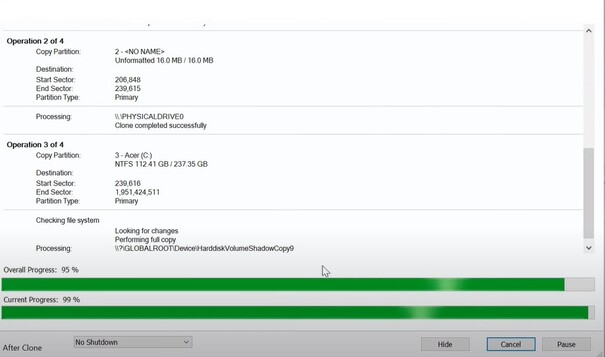 Cloning is in progress
