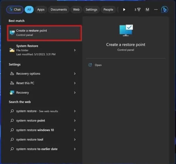 create a restore point