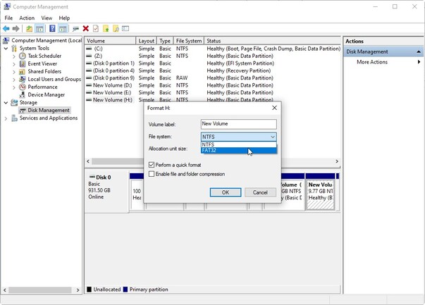 how to format NVMe SSD Windows 10