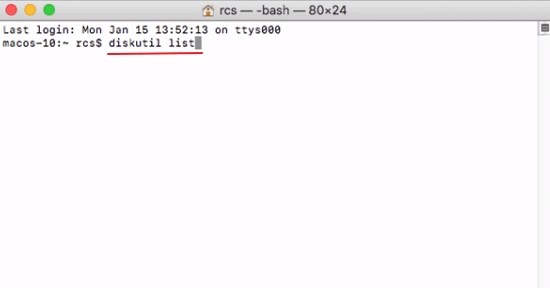 open the terminal and enter details for your drive