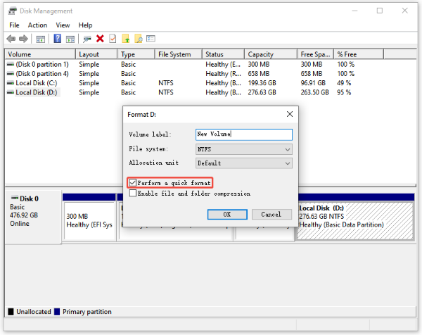 perform a quick format ssd
