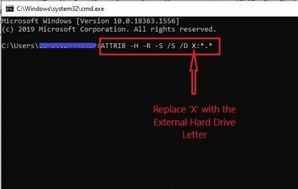 Windows 명령 프롬프트로 외장 하드 드라이브 데이터 복구 시작