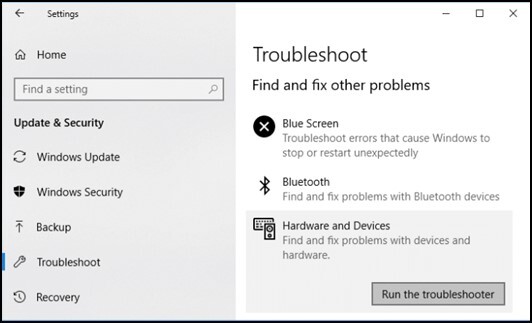 wähle die Ausführung als Problembehandlung