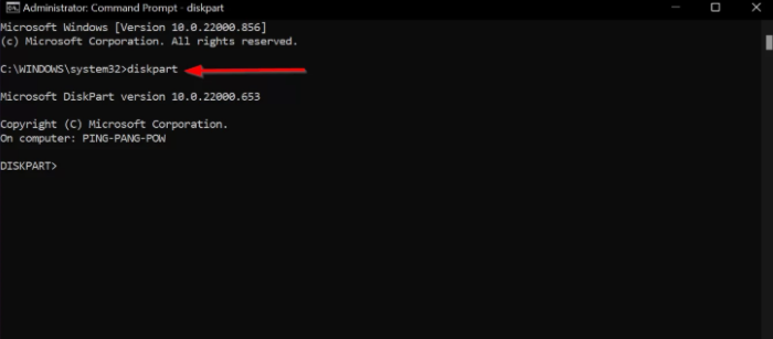 type in diskpart in cmd