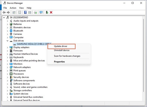 updating disk driver